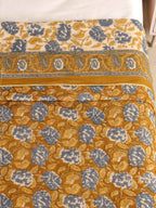 MUSTARD MEHRAB HAND BLOCK PRINT REVERSIBLE COTTON DOHARS