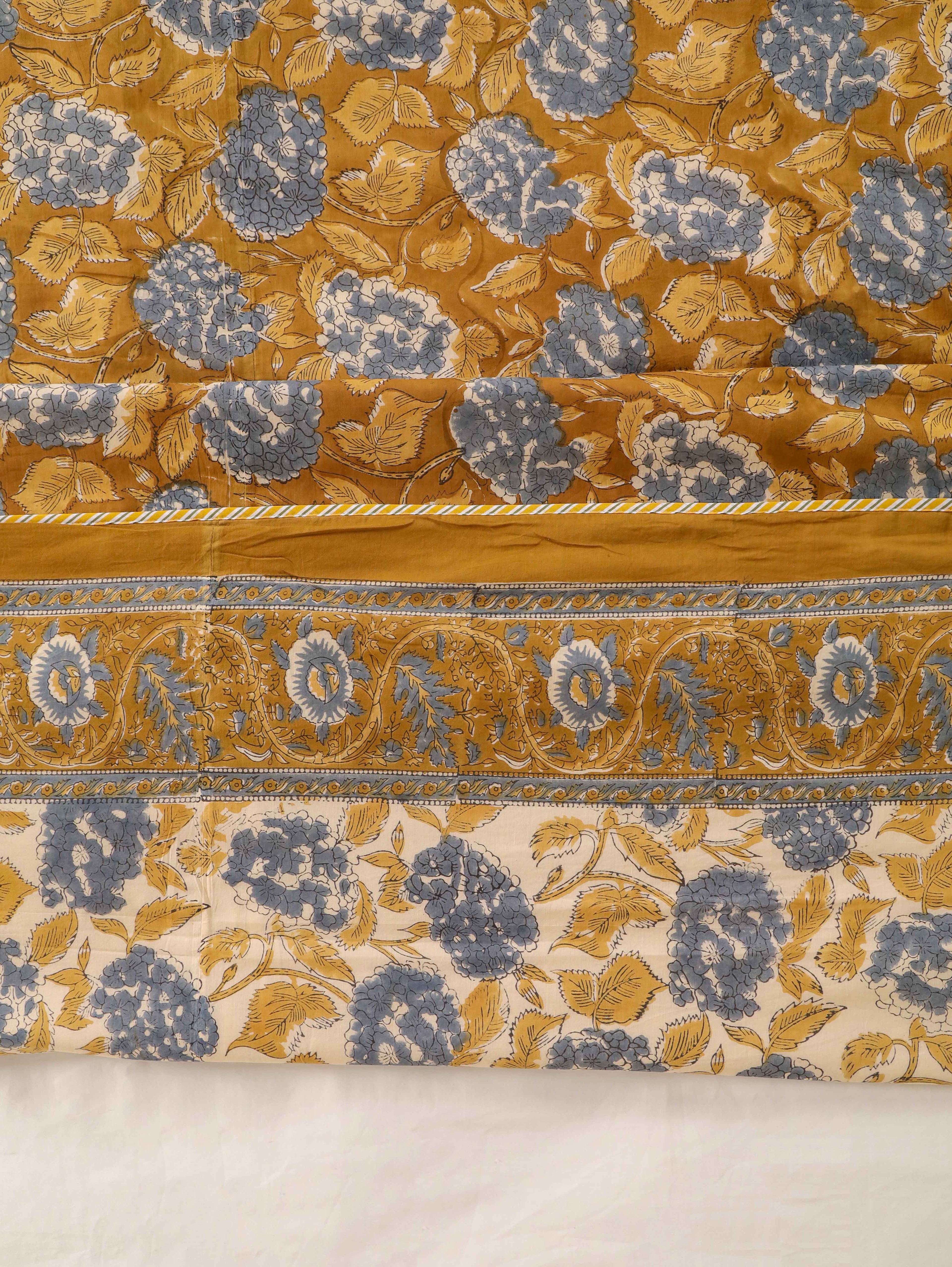 MUSTARD MEHRAB HAND BLOCK PRINT REVERSIBLE COTTON DOHARS