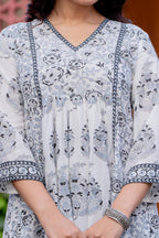 Timeless Blooms hand block print Anarkali Dress