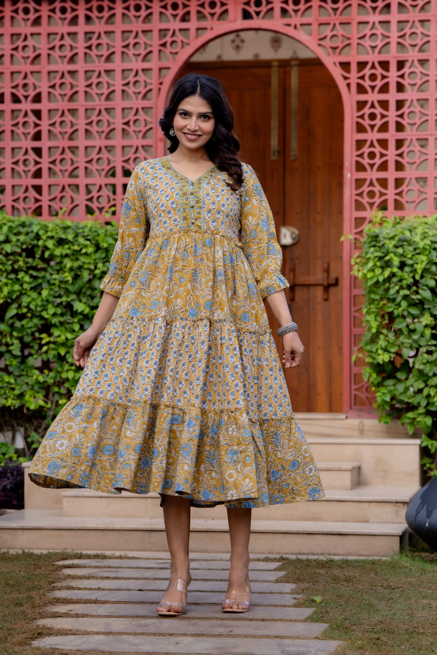 Hand Block Printed Cotton Long Dress -the heritage