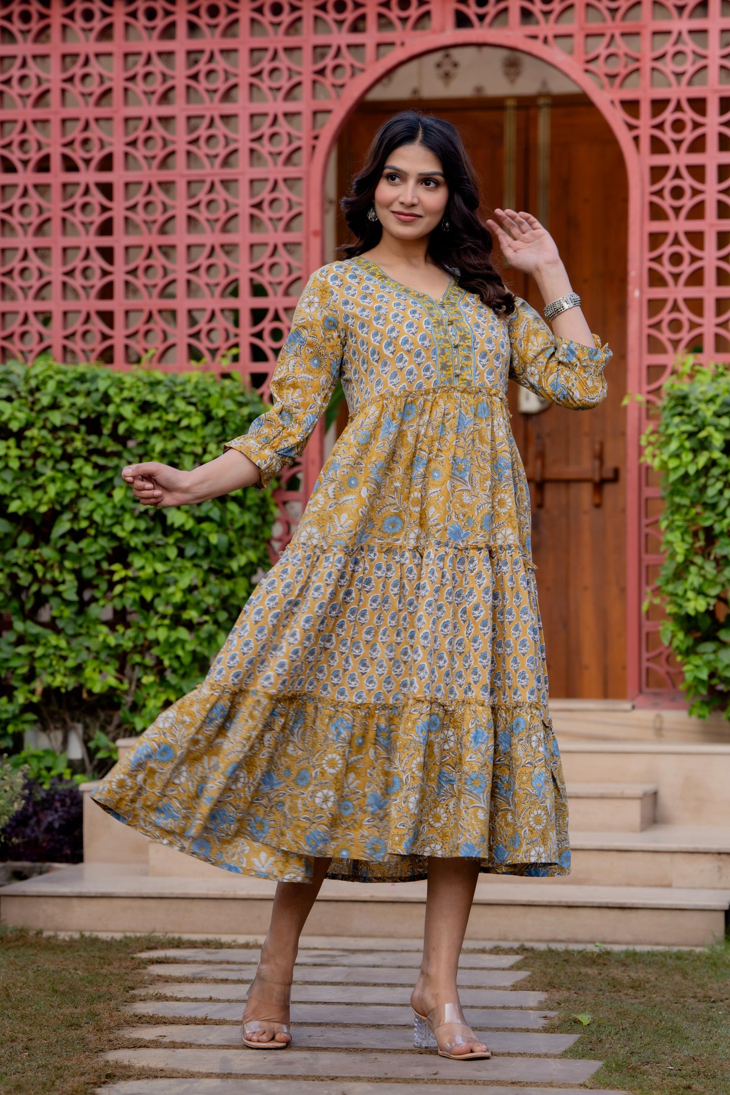 Hand Block Printed Cotton Long Dress -the heritage