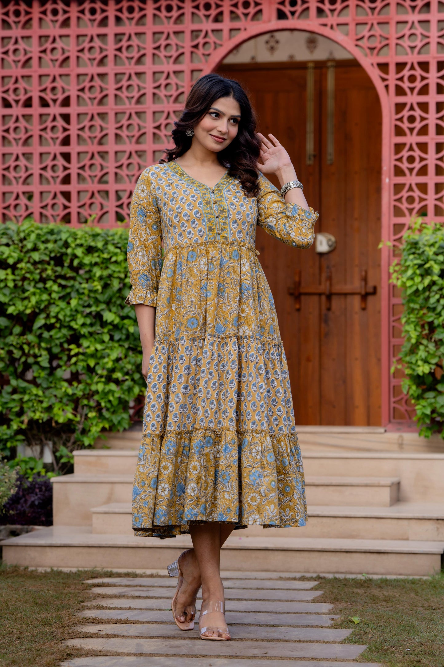 Hand Block Printed Cotton Long Dress -the heritage