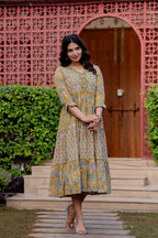 Hand Block Printed Cotton Long Dress -the heritage