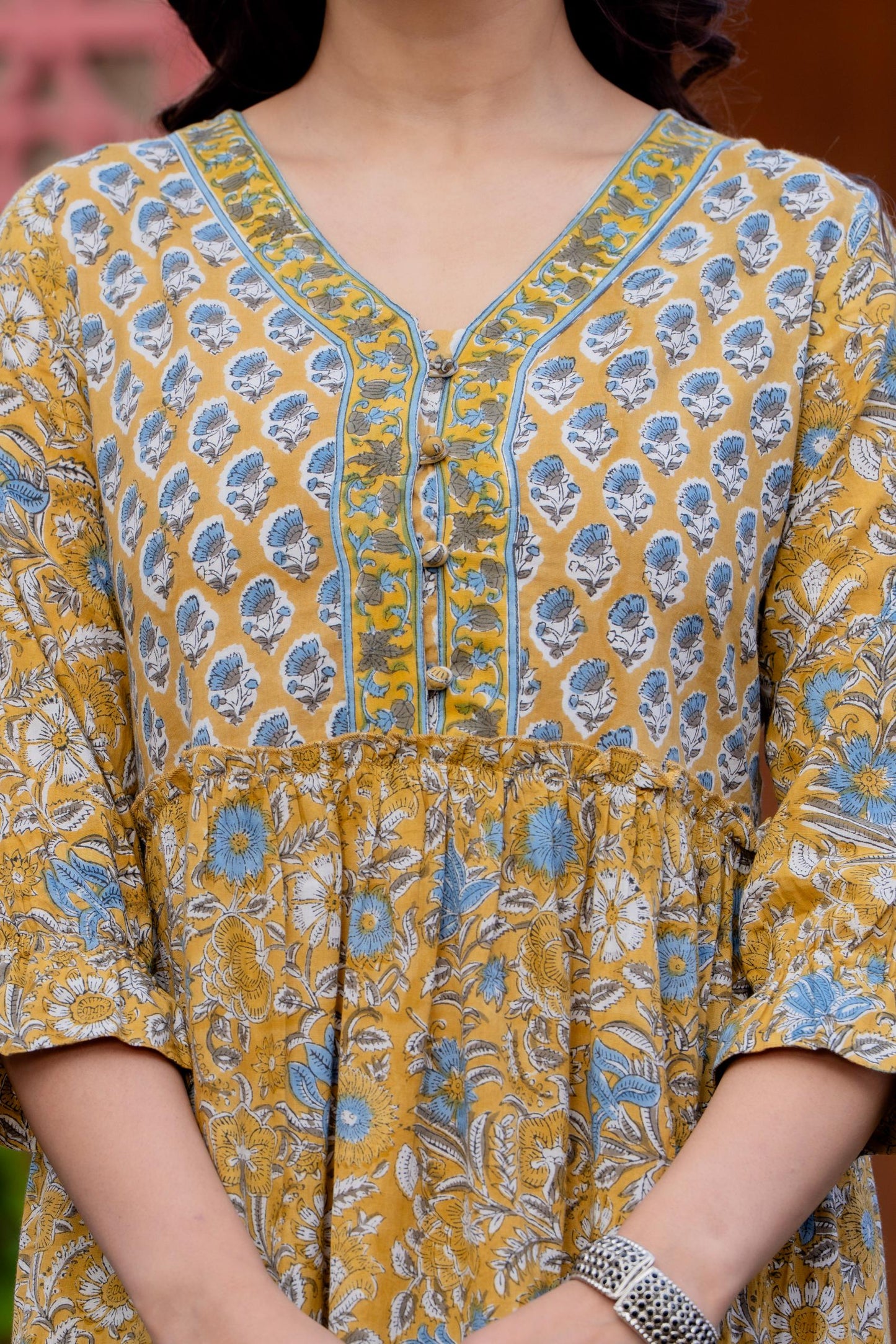 Hand Block Printed Cotton Long Dress -the heritage