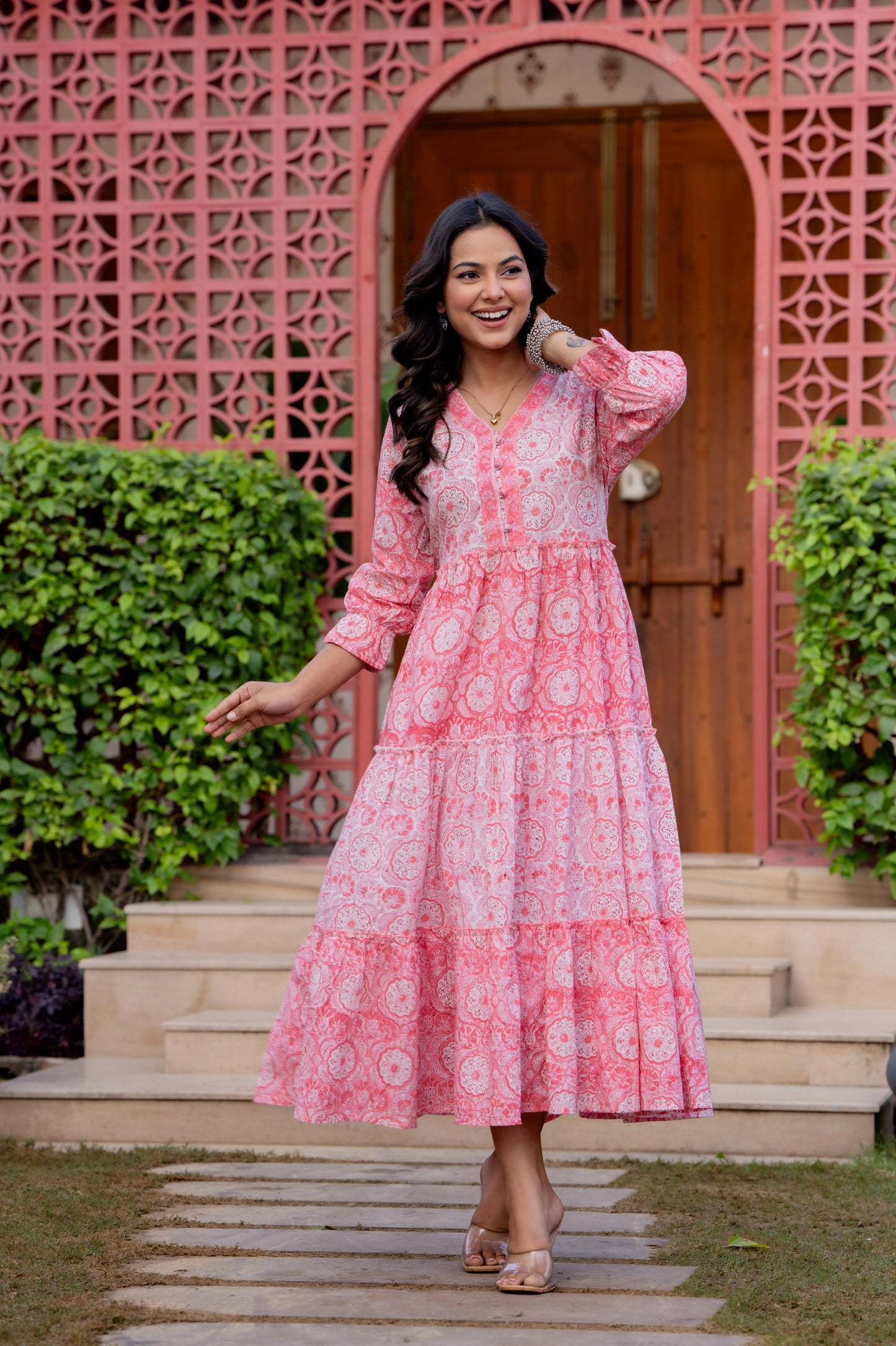 Hand Block Printed Cotton Long Dress -the heritage