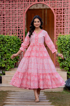 Hand Block Printed Cotton Long Dress -the heritage