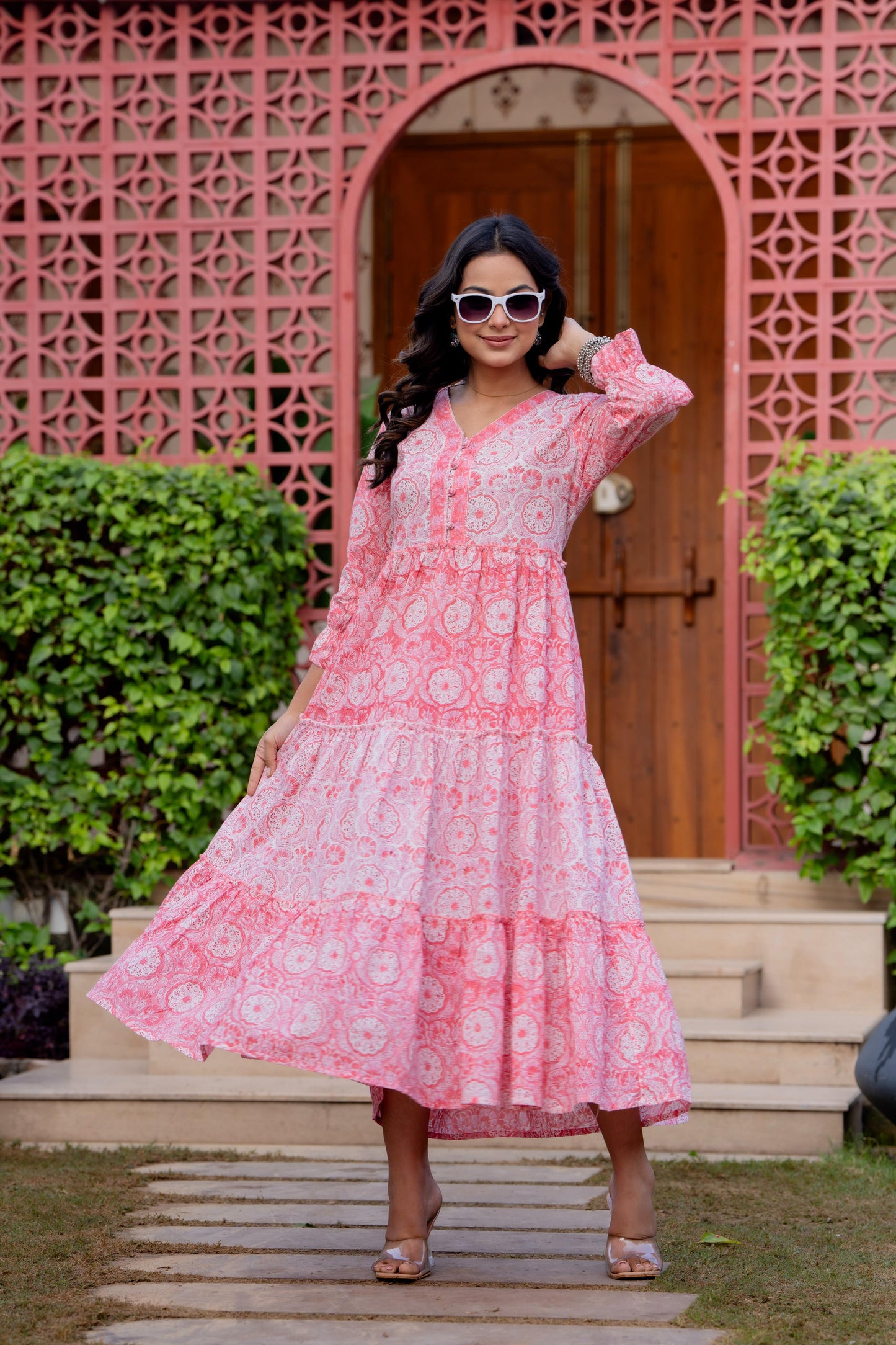 Hand Block Printed Cotton Long Dress -the heritage