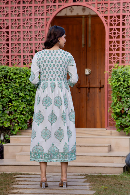 Hand Block Printed Cotton Long Dress -the heritage