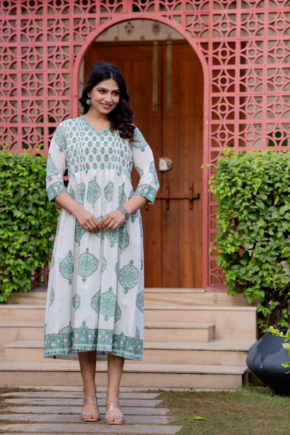 Hand Block Printed Cotton Long Dress -the heritage