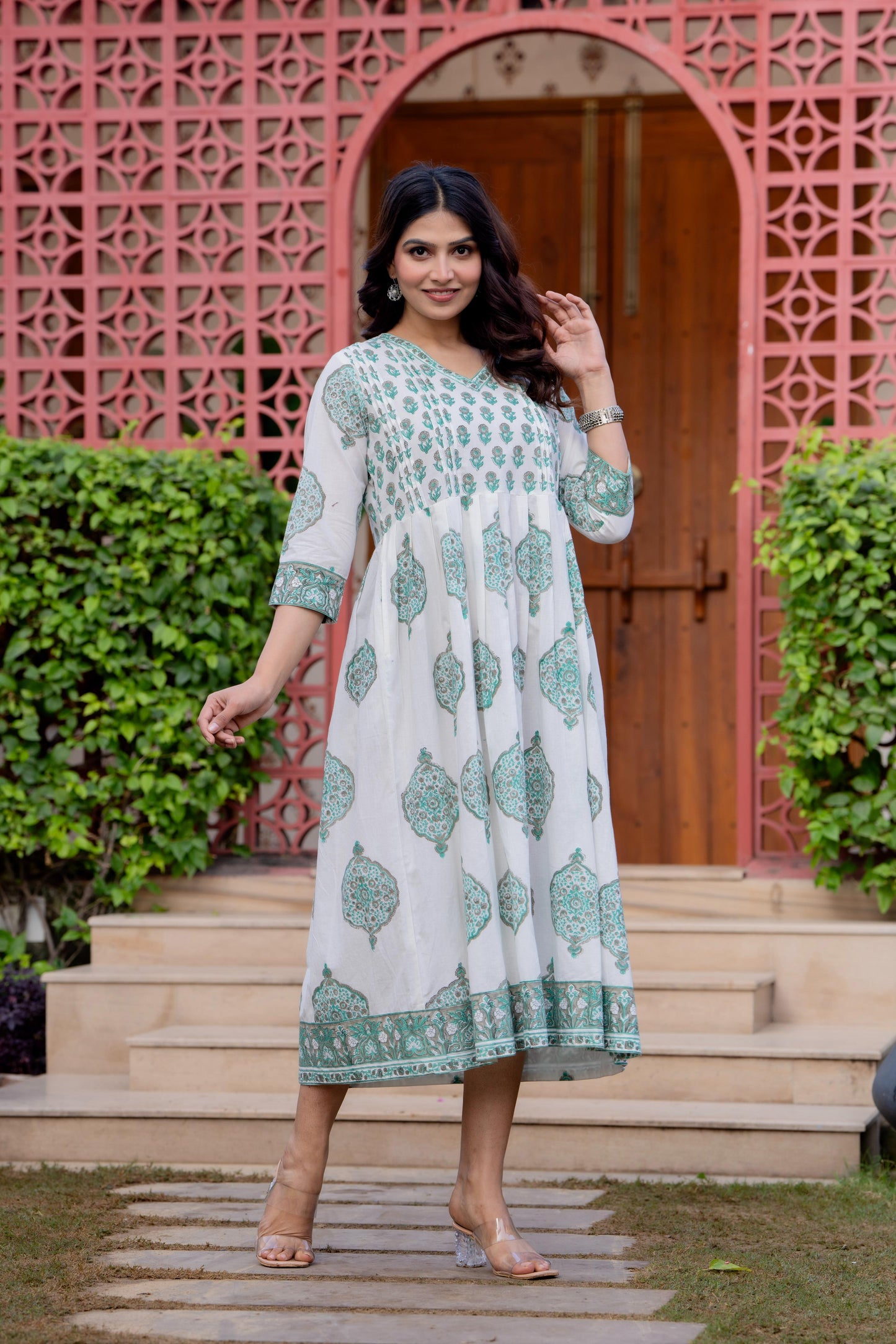 Hand Block Printed Cotton Long Dress -the heritage