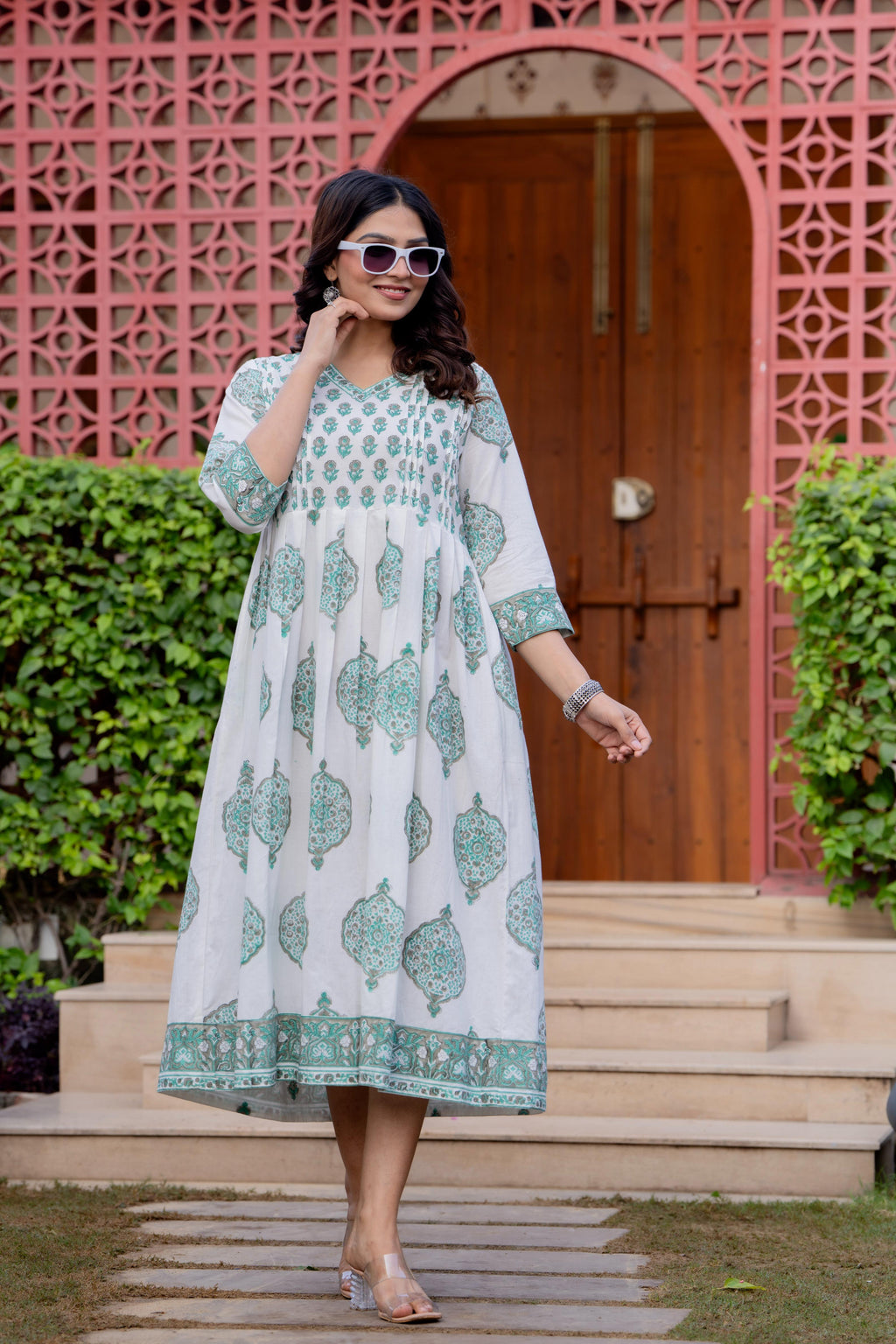 Hand Block Printed Cotton Long Dress -the heritage