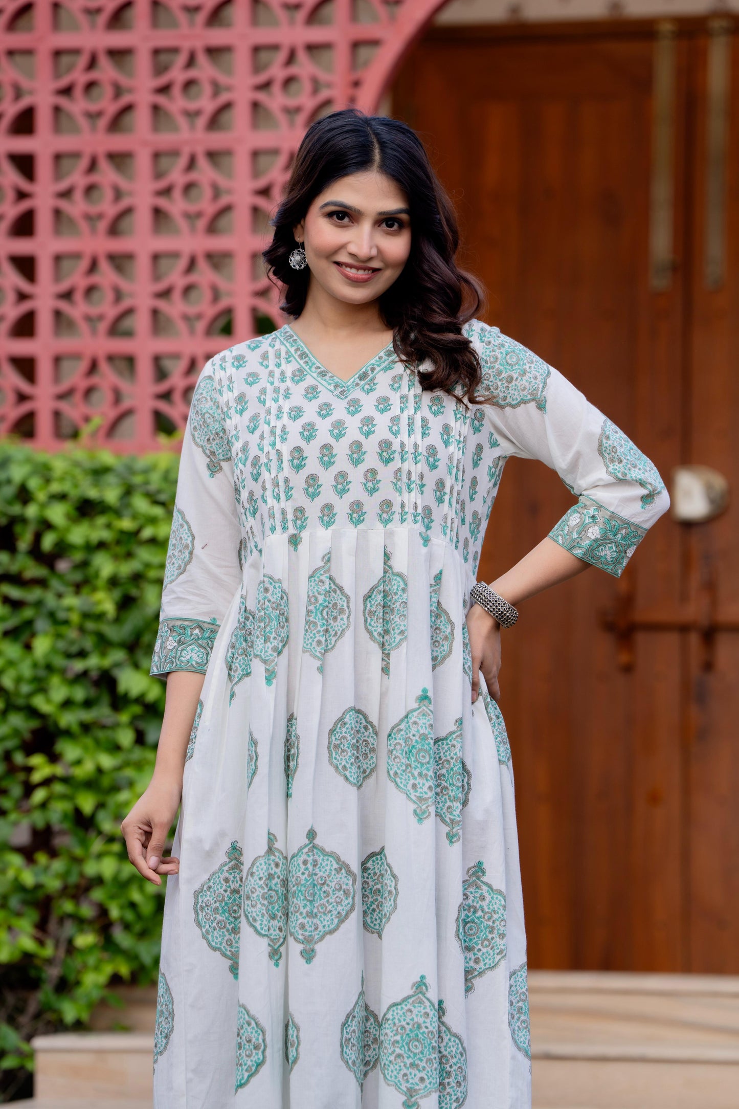 Hand Block Printed Cotton Long Dress -the heritage