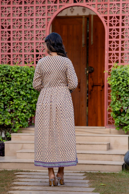 Hand Block Printed Cotton Long Dress -the heritage