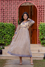 Hand Block Printed Cotton Long Dress -the heritage