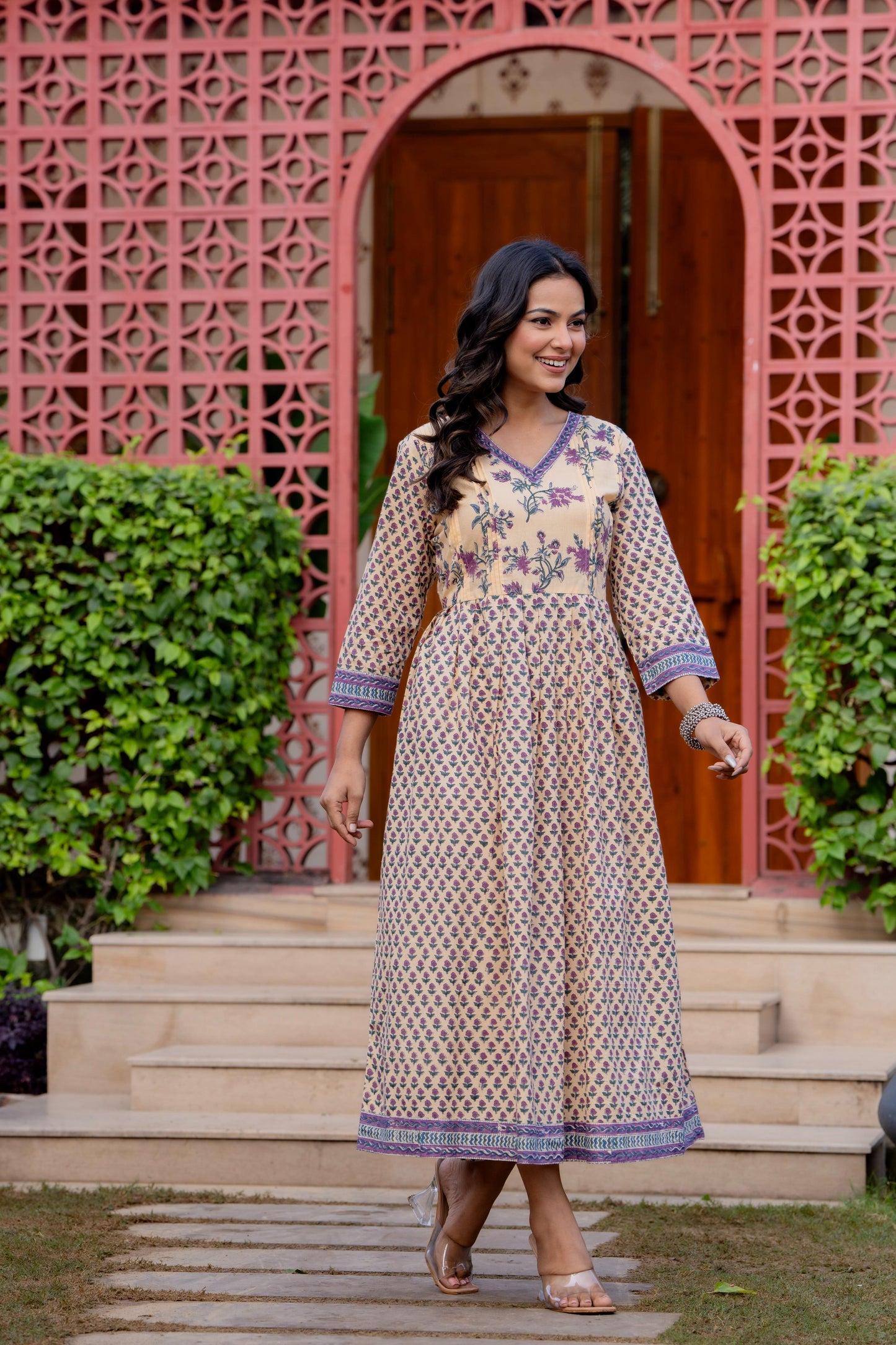 Hand Block Printed Cotton Long Dress -the heritage