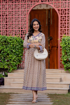 Hand Block Printed Cotton Long Dress -the heritage