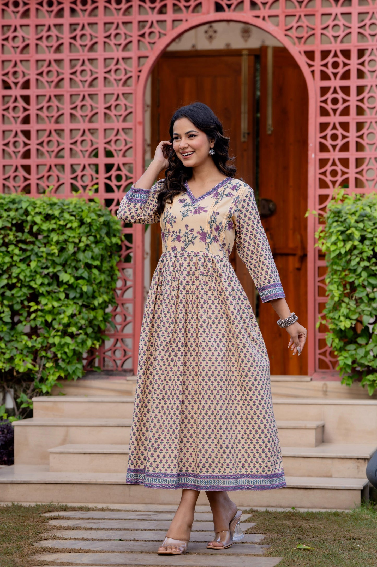 Hand Block Printed Cotton Long Dress -the heritage