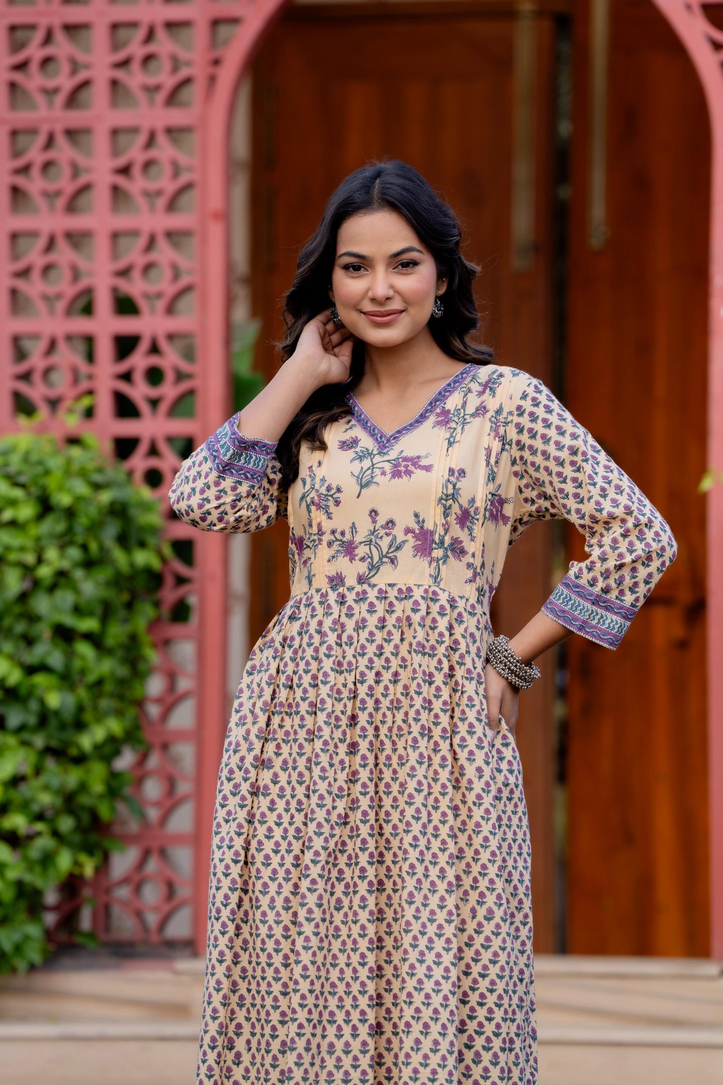 Hand Block Printed Cotton Long Dress -the heritage