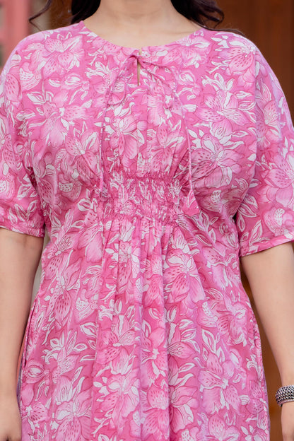 Authentic Hand Block Print Long Kaftan Dress