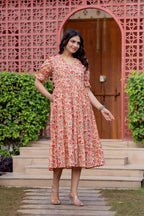Timeless Blooms hand block print Anarkali Dress