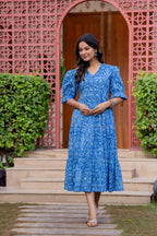 Timeless Blooms hand block print Anarkali Dress