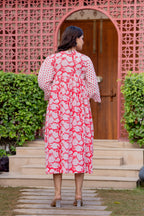 Timeless Blooms hand block print Anarkali Dress