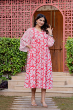 Timeless Blooms hand block print Anarkali Dress