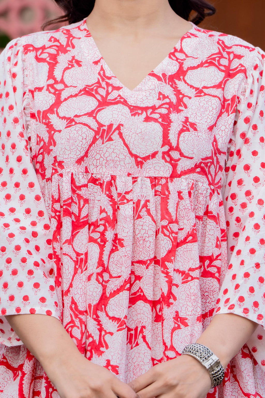 Timeless Blooms hand block print Anarkali Dress