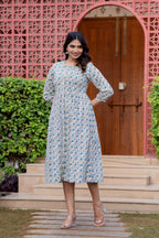 Timeless Blooms hand block print Anarkali Dress