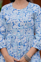 Timeless Blooms hand block print Anarkali Dress