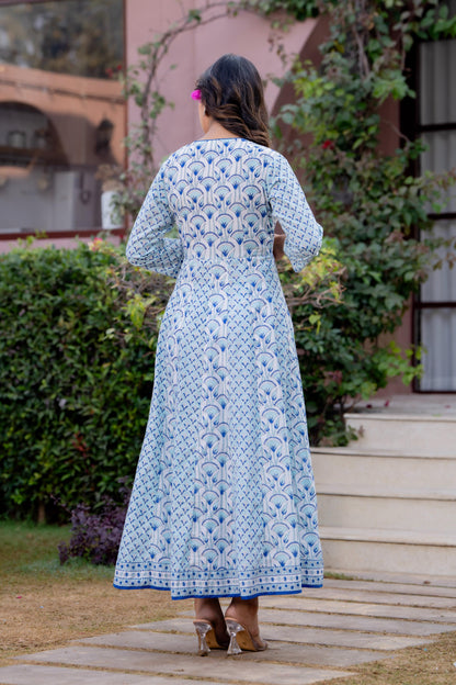 Hand Block Printed Cotton Long Dress -the heritage