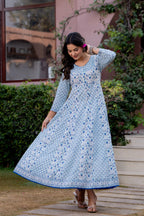 Hand Block Printed Cotton Long Dress -the heritage