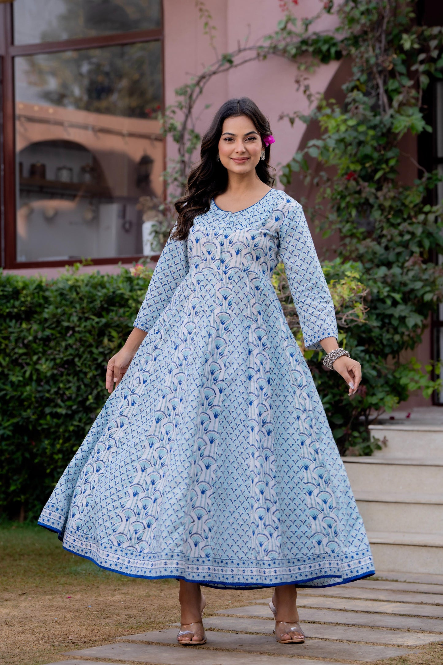 Hand Block Printed Cotton Long Dress -the heritage