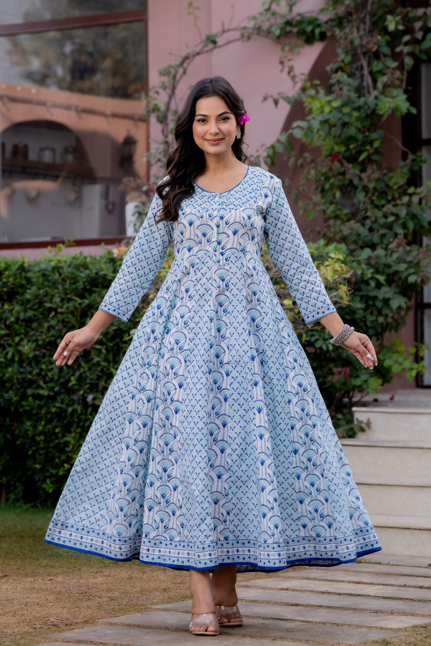 Hand Block Printed Cotton Long Dress -the heritage