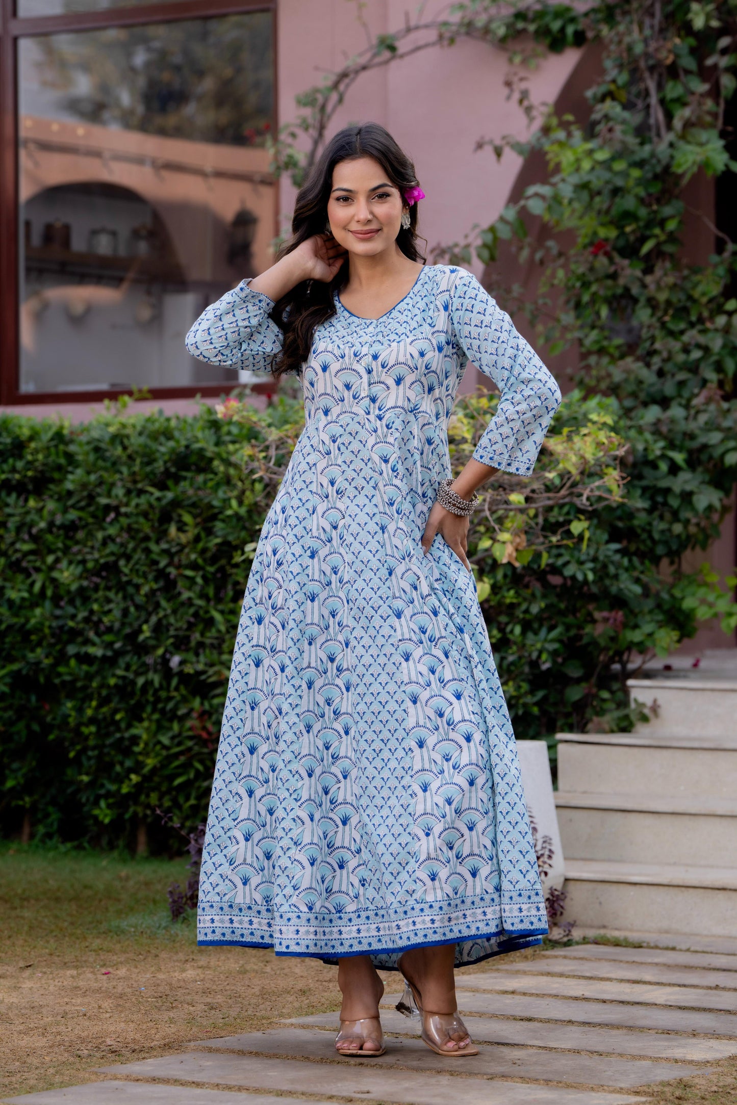 Hand Block Printed Cotton Long Dress -the heritage