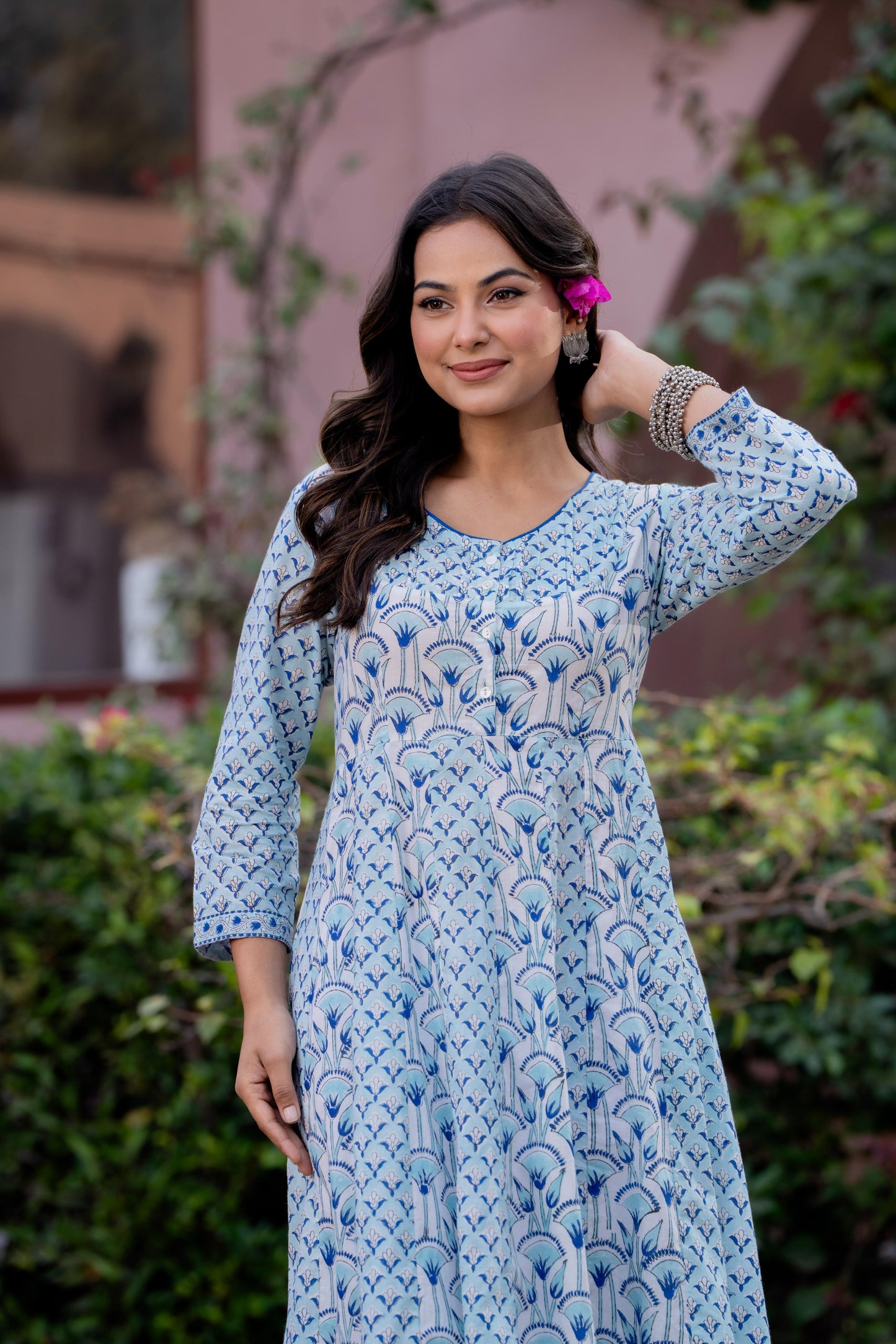 Hand Block Printed Cotton Long Dress -the heritage