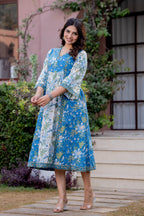 Timeless Blooms hand block print Anarkali Dress