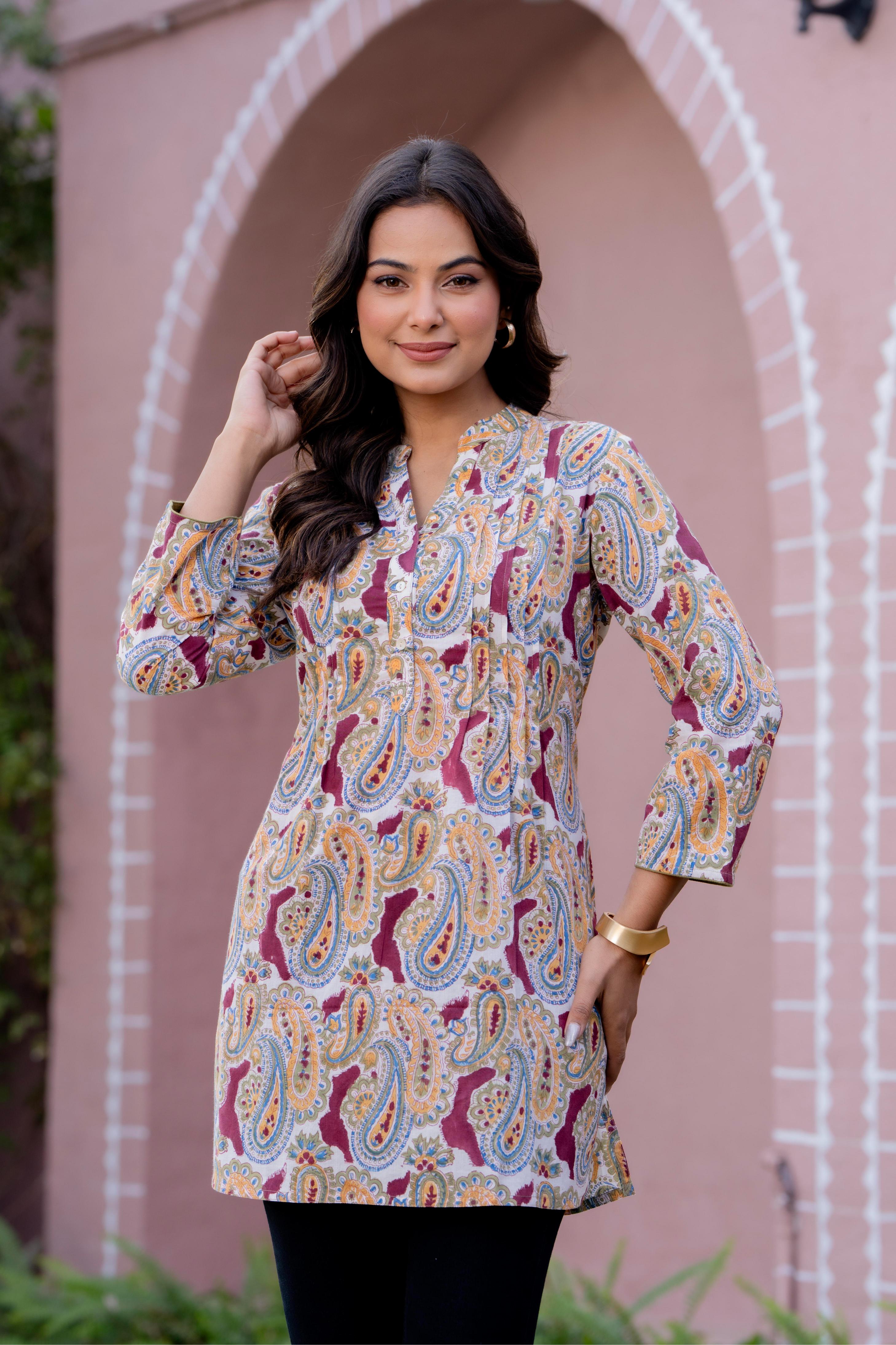 Elegance Charm Cotton Block Print Top