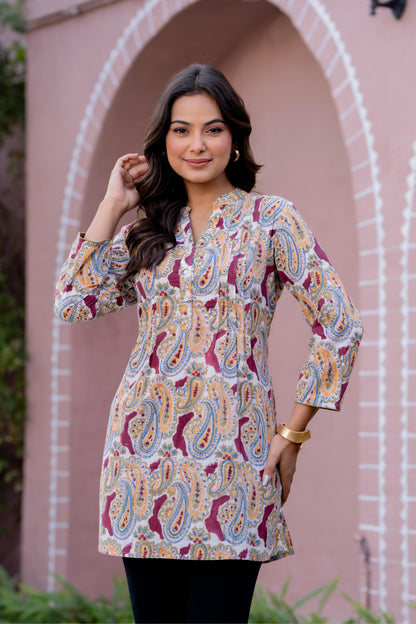 Elegance Charm Cotton Block Print Top