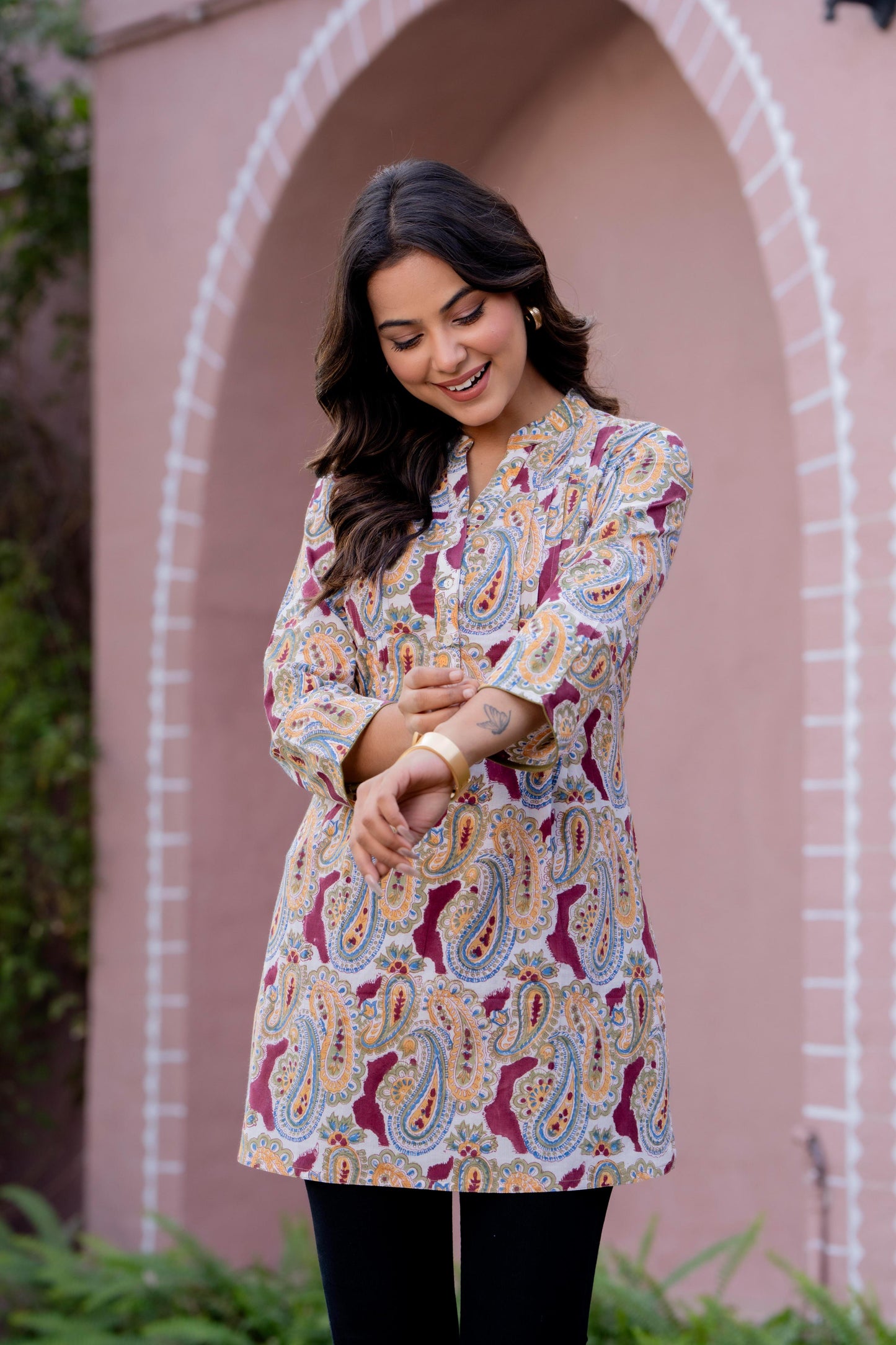 Elegance Charm Cotton Block Print Top