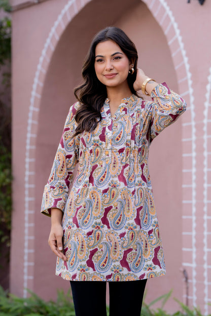 Elegance Charm Cotton Block Print Top