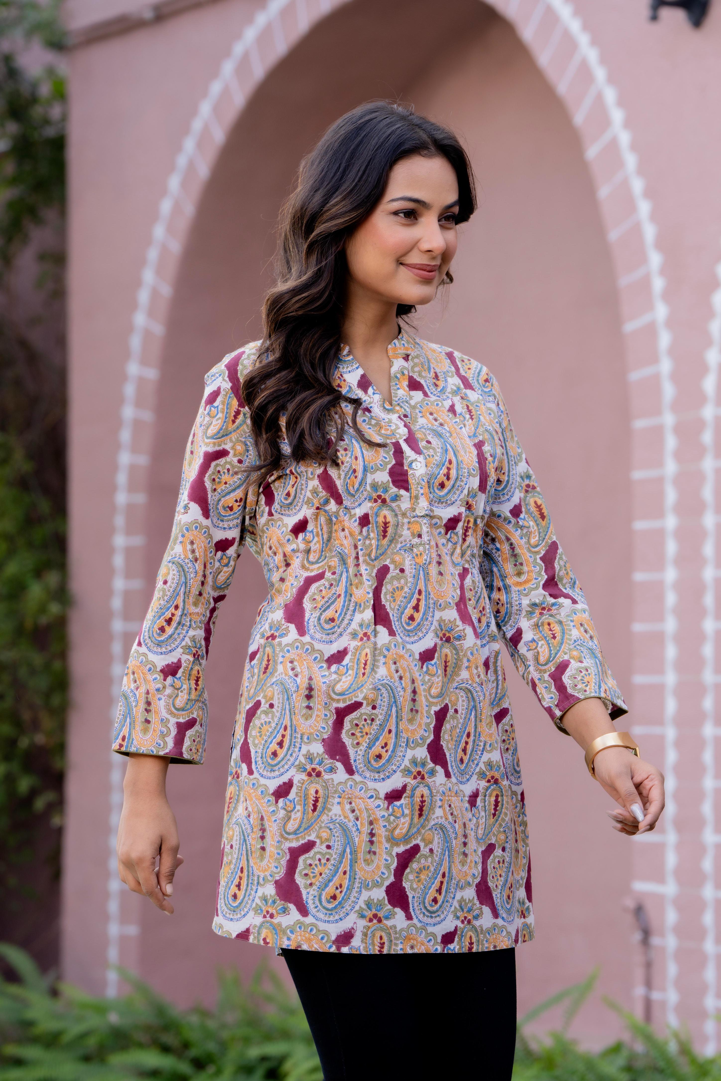 Elegance Charm Cotton Block Print Top