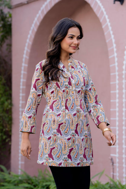 Elegance Charm Cotton Block Print Top