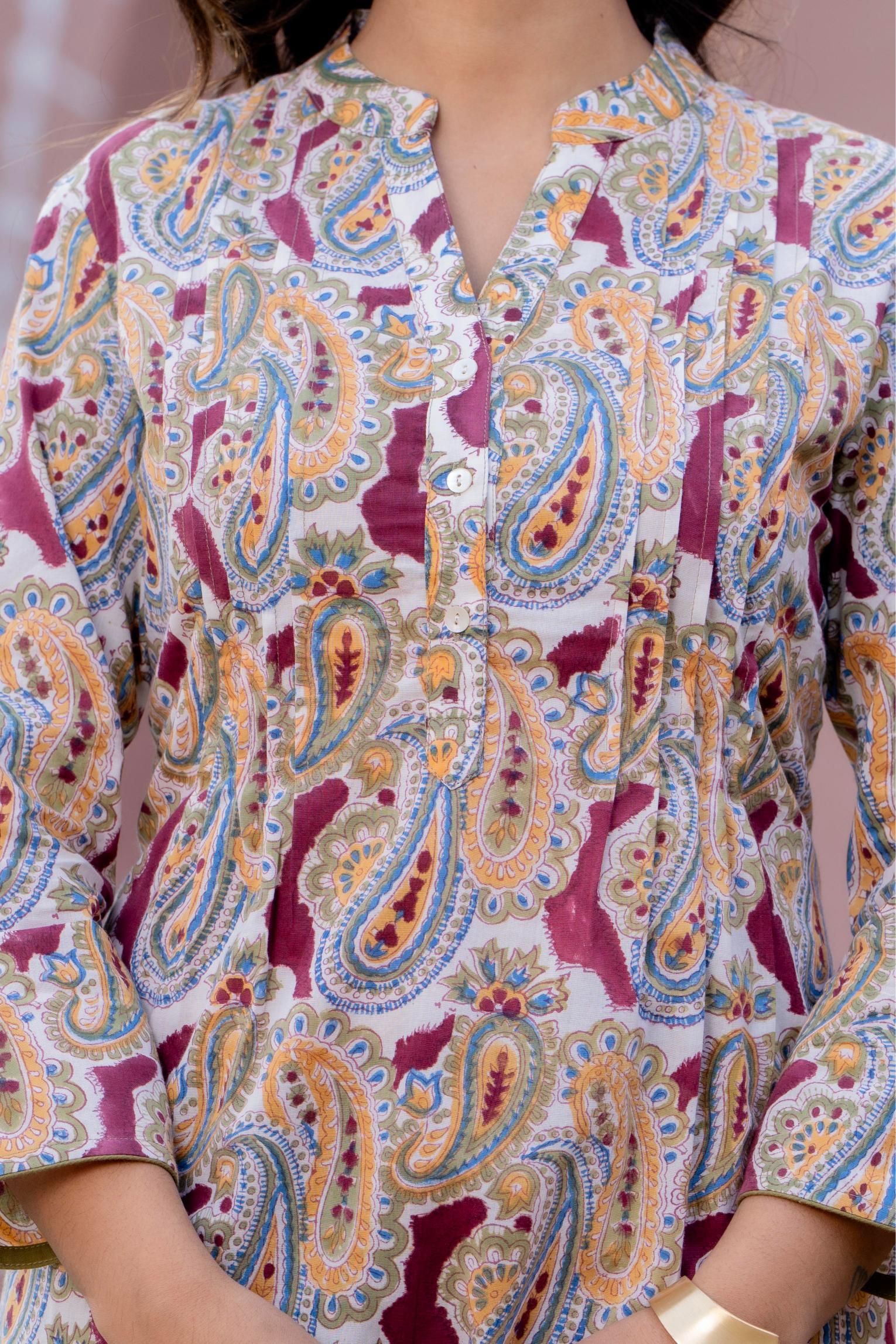 Elegance Charm Cotton Block Print Top