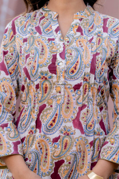 Elegance Charm Cotton Block Print Top