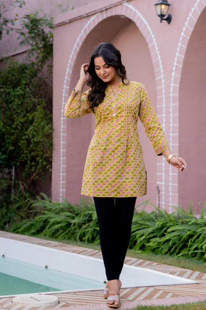 Elegance Charm Cotton Block Print Top