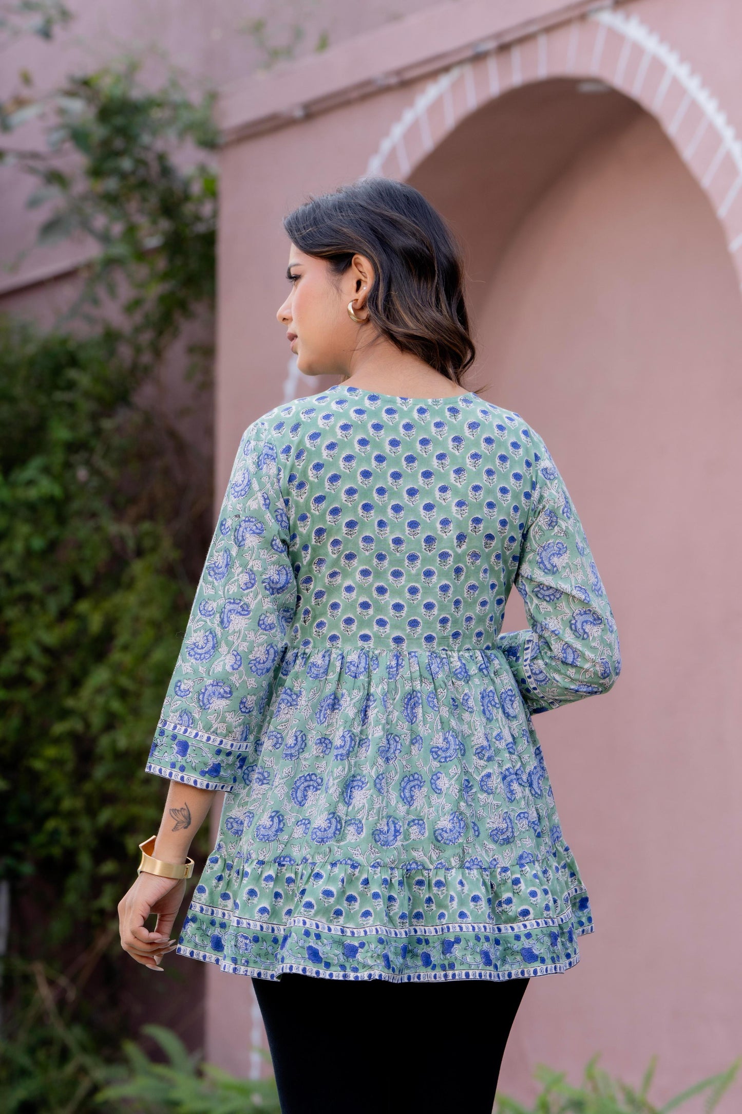 Floral Block print Soft Cotton Short Top