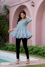 Floral Block print Soft Cotton Short Top