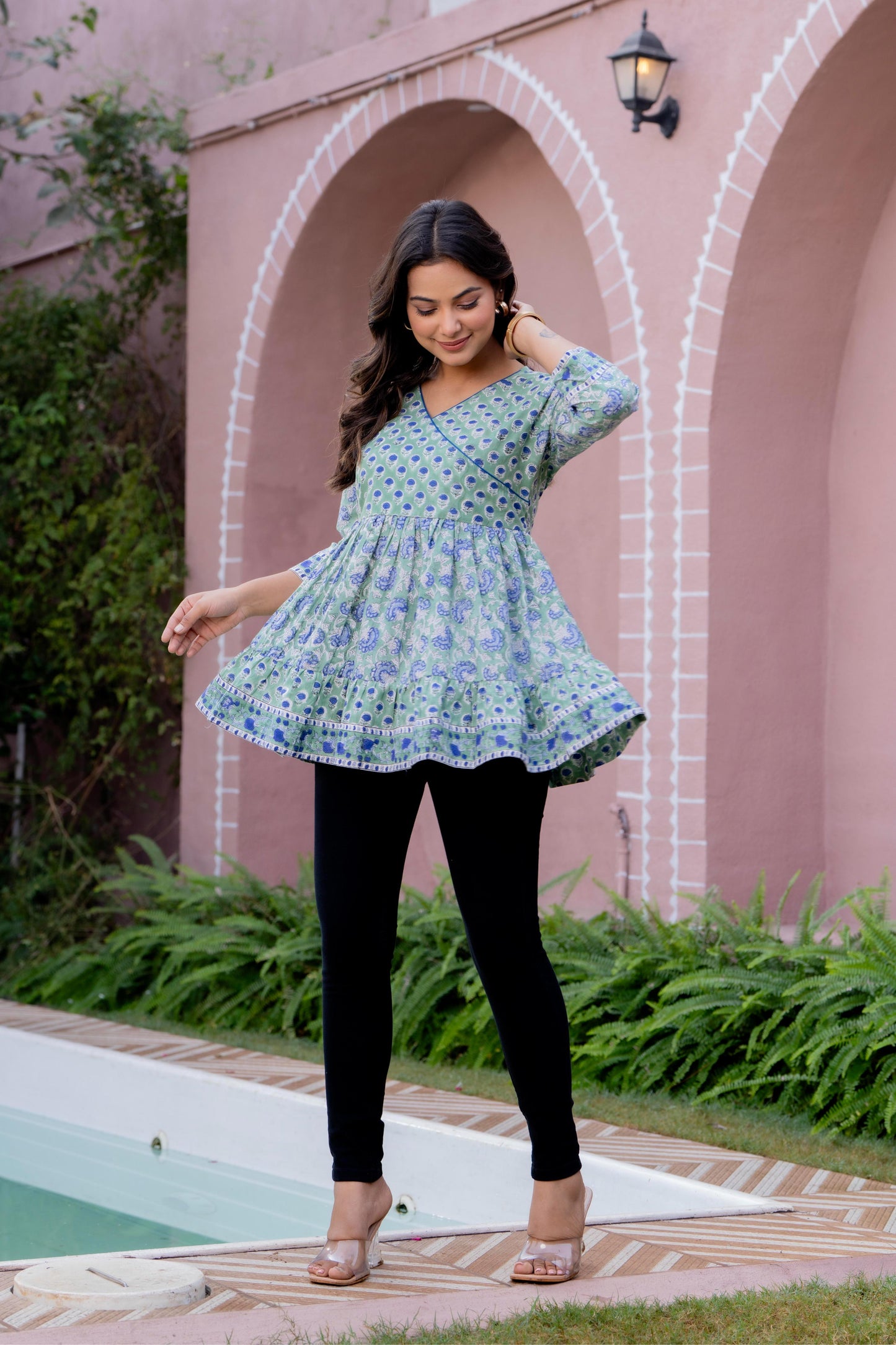 Floral Block print Soft Cotton Short Top