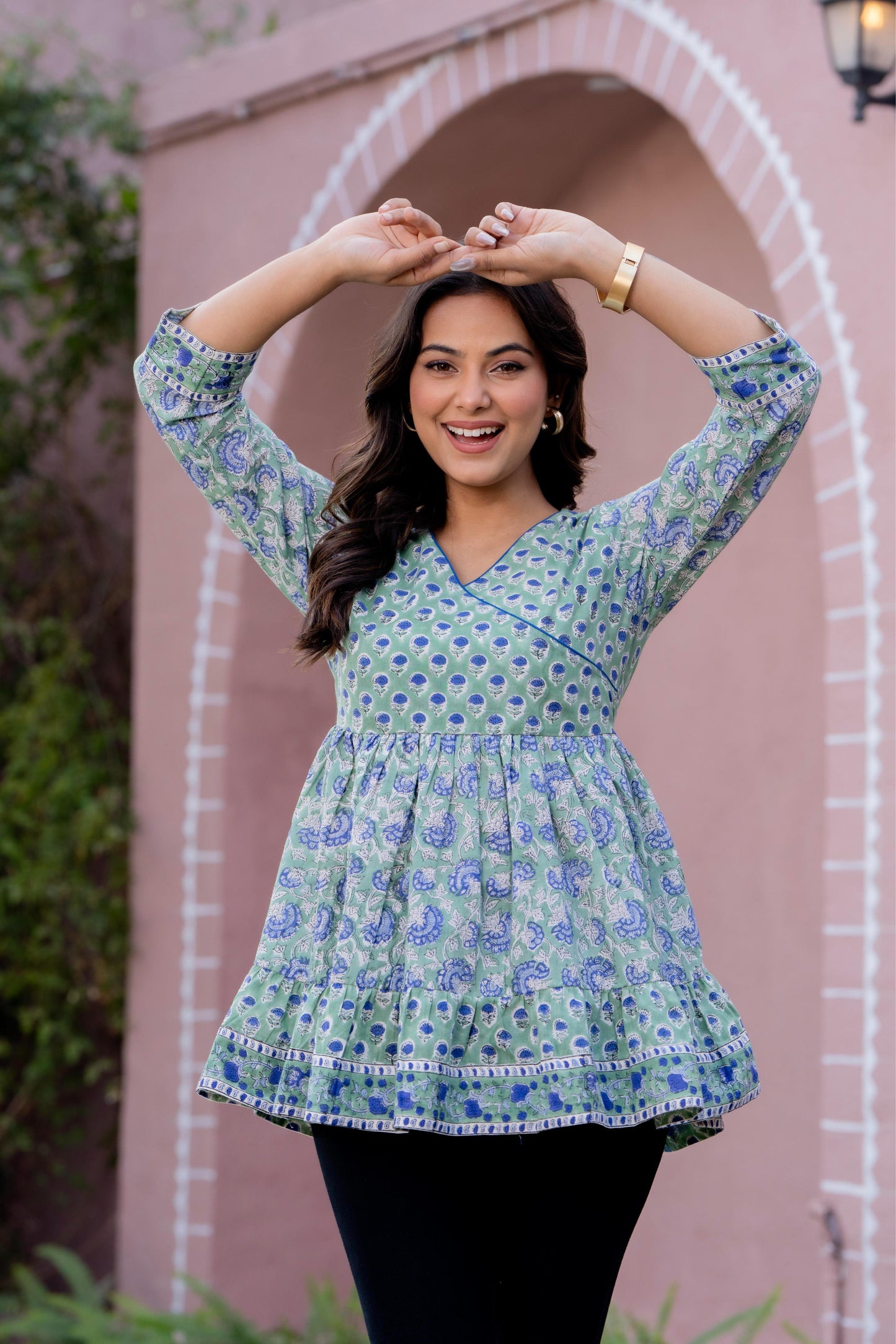 Floral Block print Soft Cotton Short Top